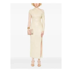 Vestido Midi Fruncido con Pedrería