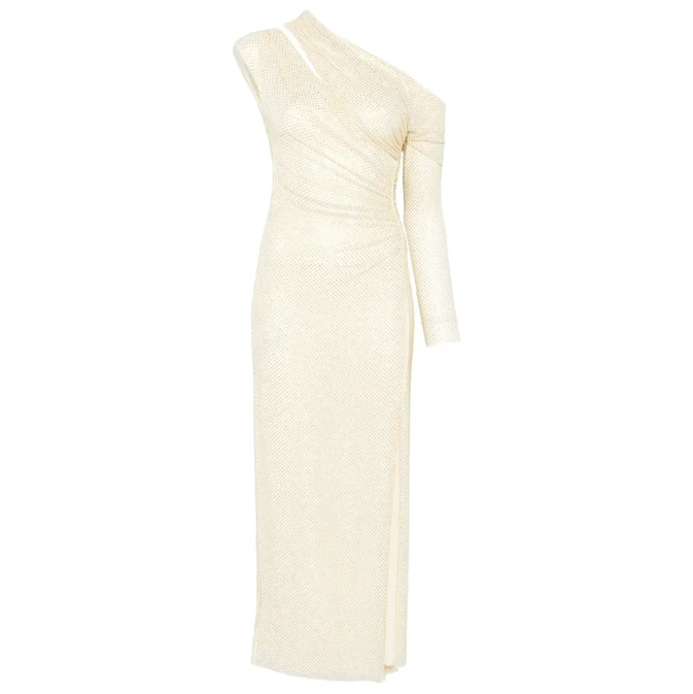 Vestido Midi Fruncido con Pedrería