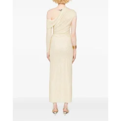 Vestido Midi Fruncido con Pedrería