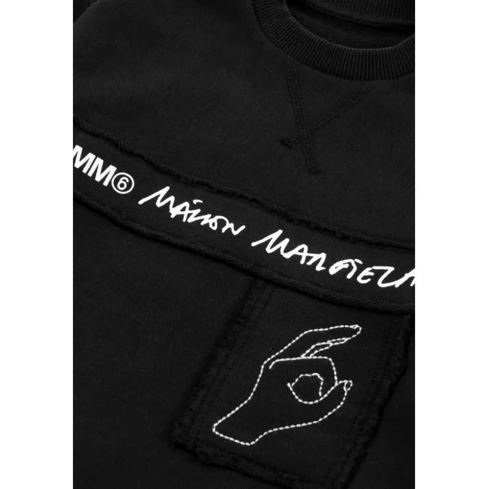 Vestido Negro de Algodón de Manga Larga