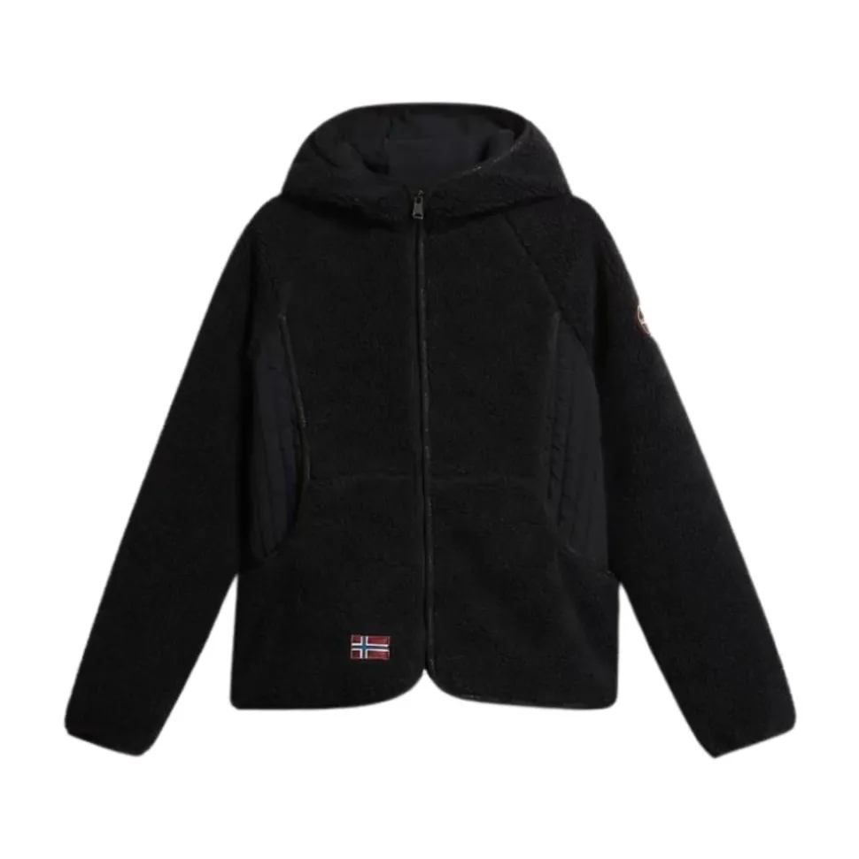 Yupik Sudadera con Capucha y Cremallera de Forro Polar Negro