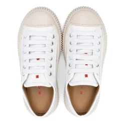 Zapatillas Blancas de Cuero Punta Redonda Suela de Goma