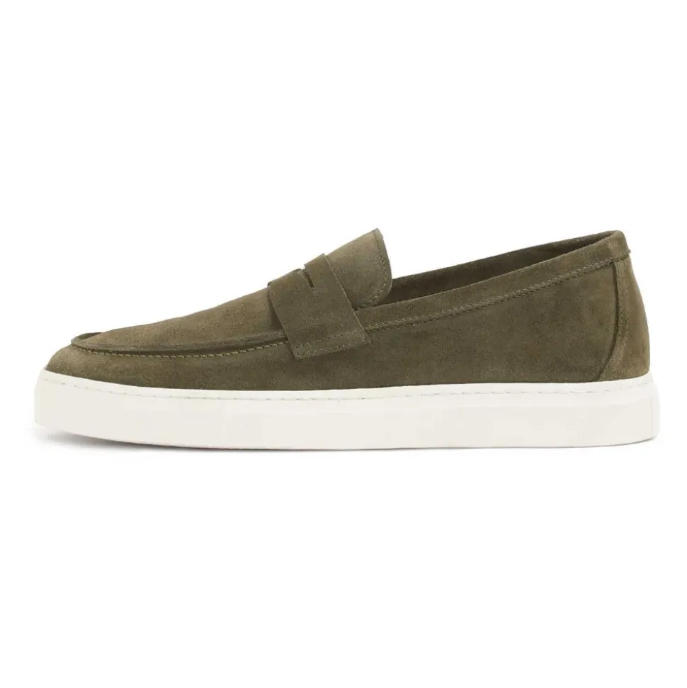 Zapatillas slip-on de ante en color caqui