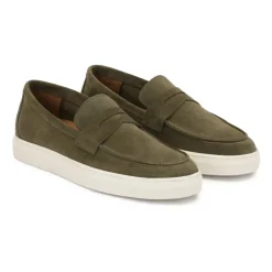 Zapatillas slip-on de ante en color caqui