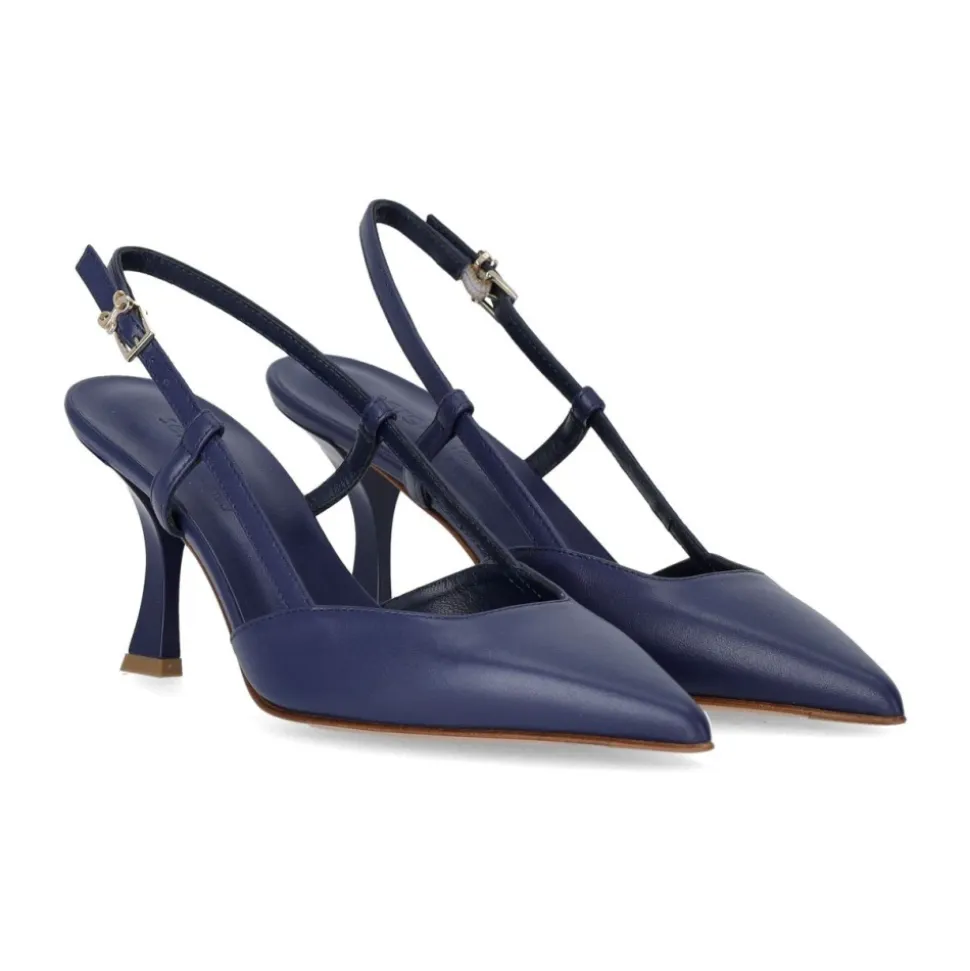 Zapato de tacón de piel azul