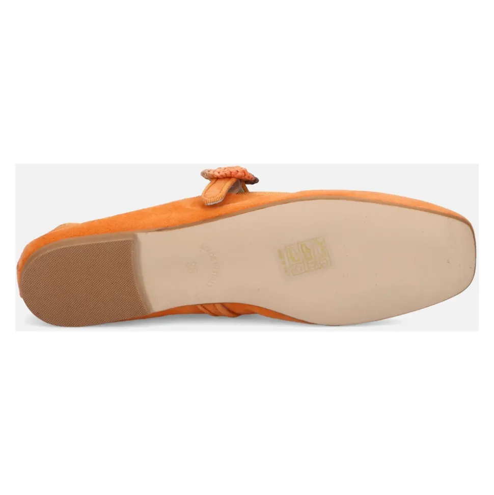 Zapato Plano de Gamuza Naranja Suave