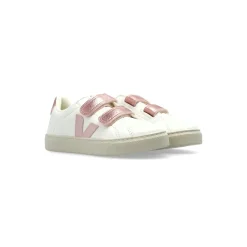 Zapatos Blancos con Cierre de Tira y Suela Plana de Goma