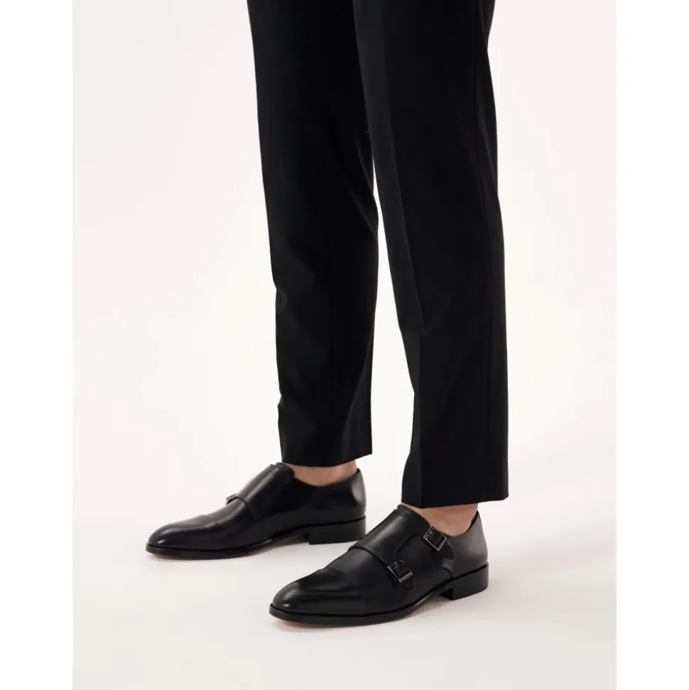 Zapatos casuales negros de monje para hombres de la lujosa colección