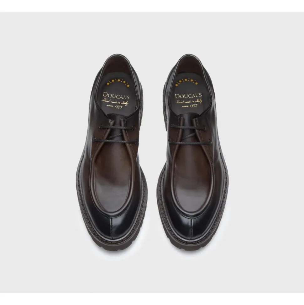 Zapatos de Cordones de Cuero Marrón Oscuro con Diseño Moderno