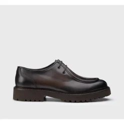 Zapatos de Cordones de Cuero Marrón Oscuro con Diseño Moderno