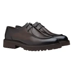 Zapatos de Cordones de Cuero Marrón Oscuro con Diseño Moderno
