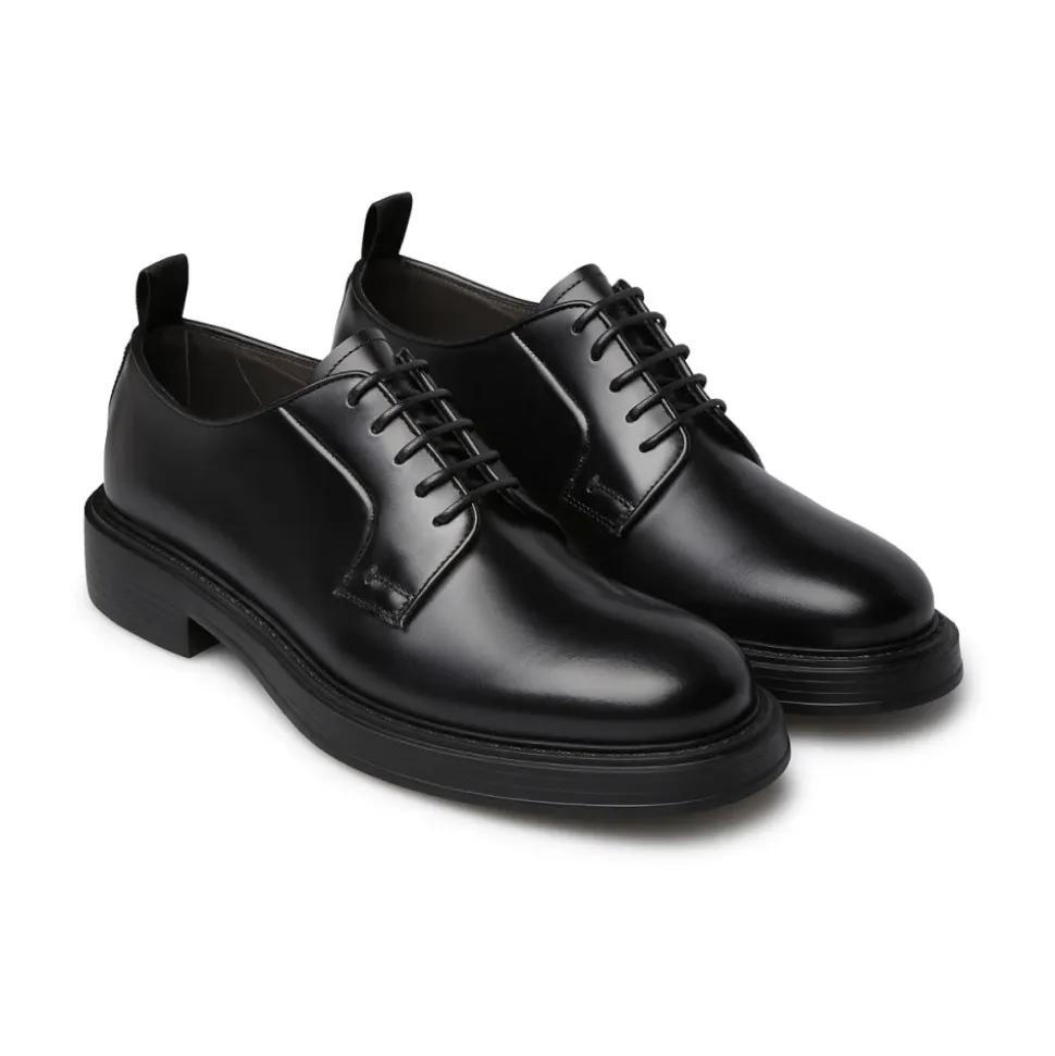 Zapatos Derby Clásicos de Cuero Negro