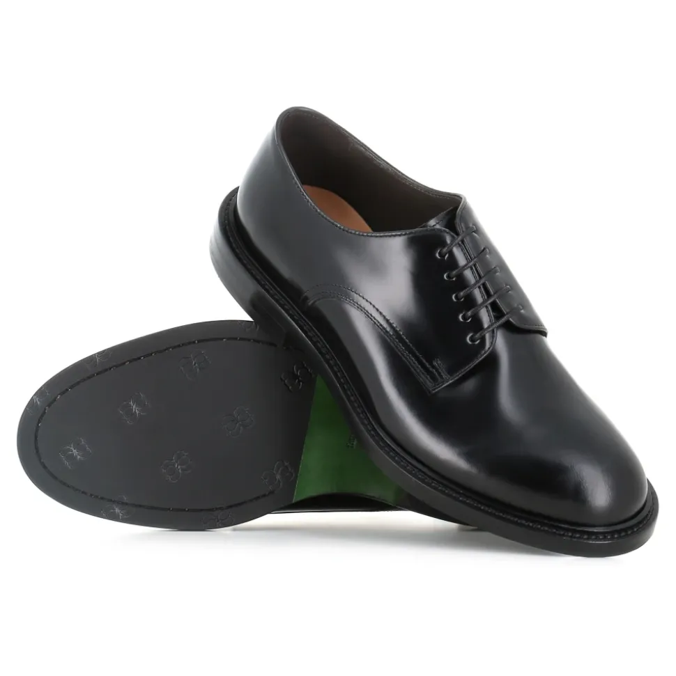 Zapatos Derby de Cuero Negro Cepillado