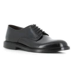Zapatos Derby de Cuero Negro Cepillado