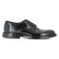Zapatos Derby de Cuero Negro Cepillado