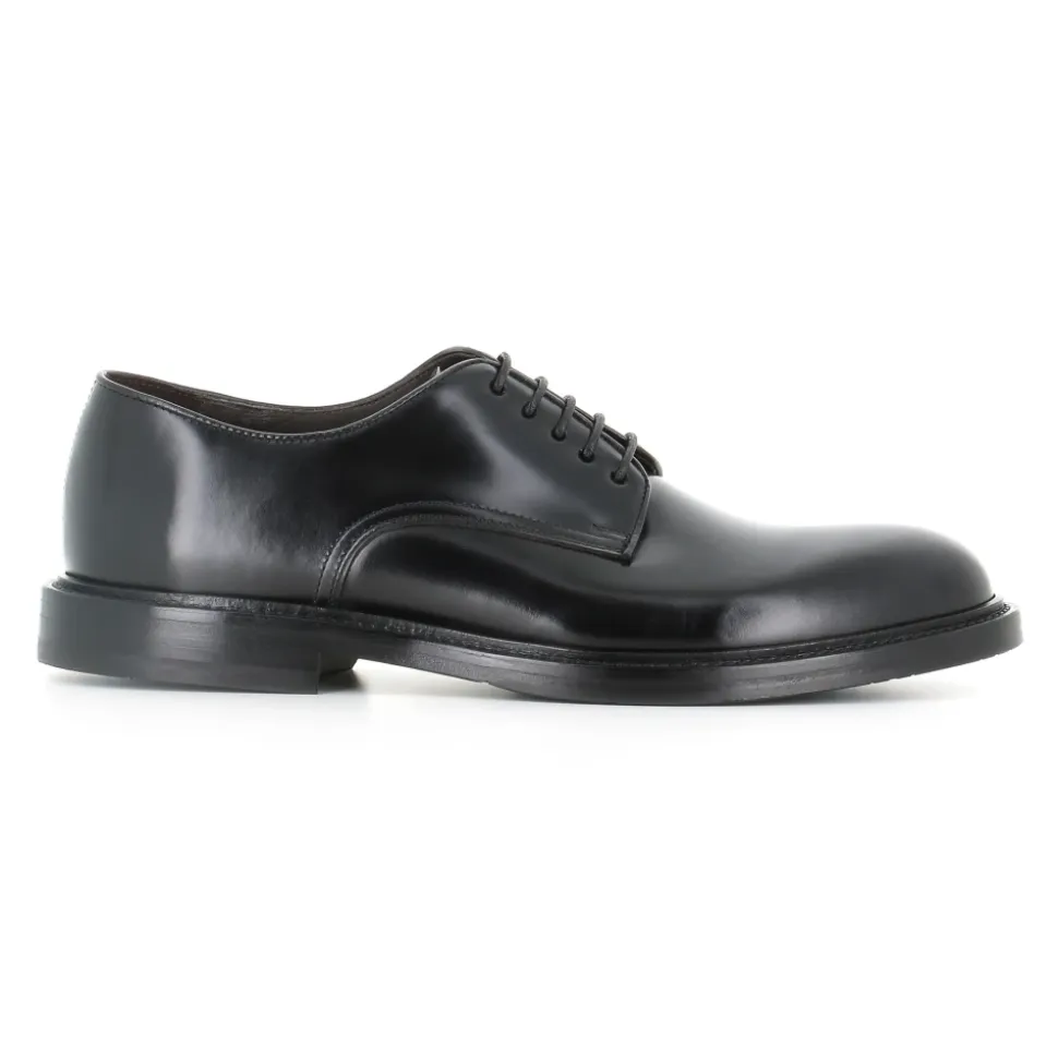 Zapatos Derby de Cuero Negro Cepillado