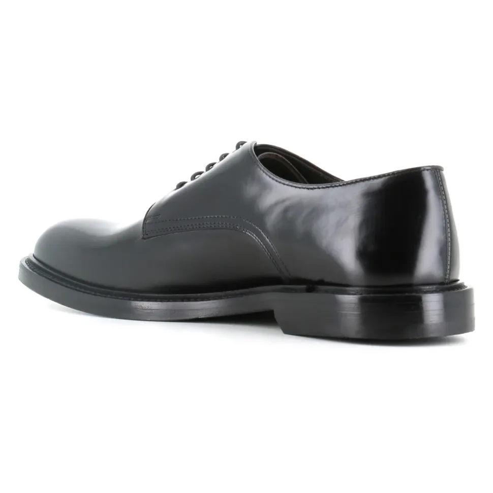 Zapatos Derby de Cuero Negro Cepillado