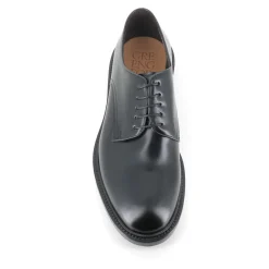 Zapatos Derby de Cuero Negro Cepillado