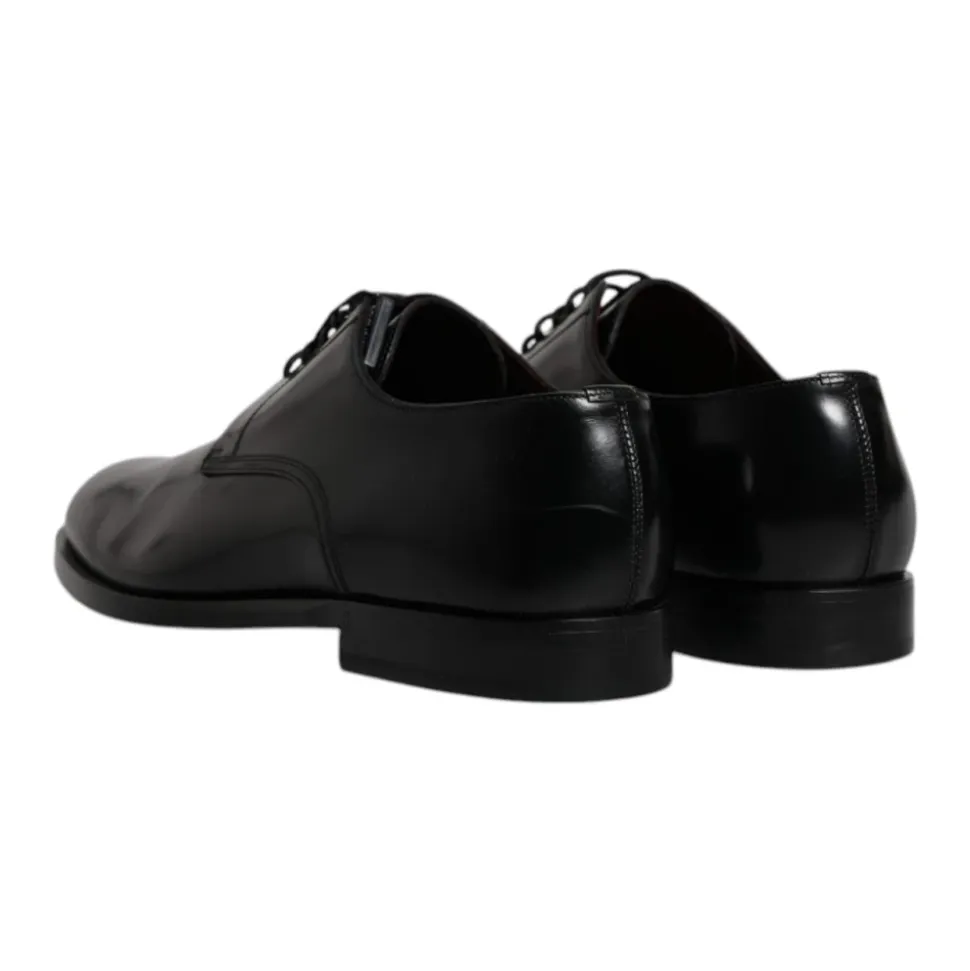 Zapatos Derby de Cuero Negro con Cordones