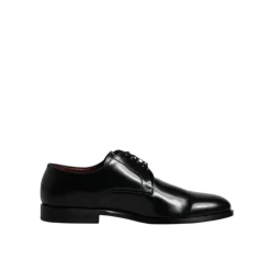 Zapatos Derby de Cuero Negro con Cordones