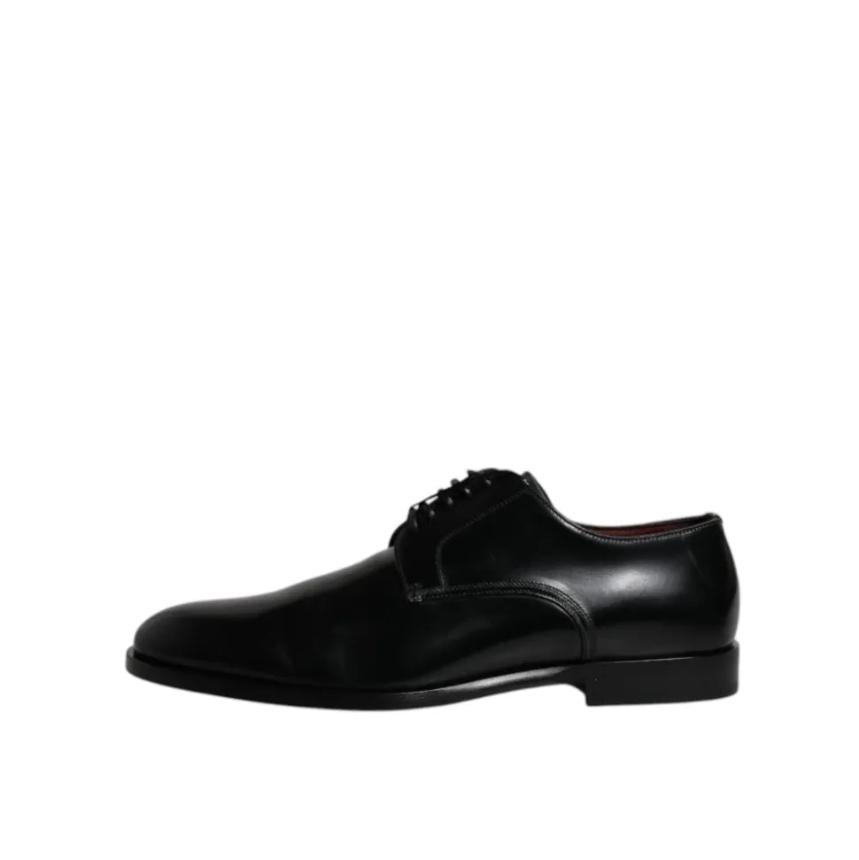 Zapatos Derby de Cuero Negro con Cordones