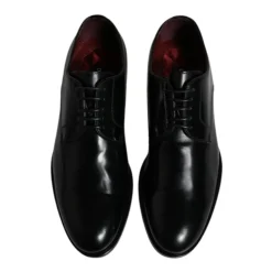Zapatos Derby de Cuero Negro con Cordones