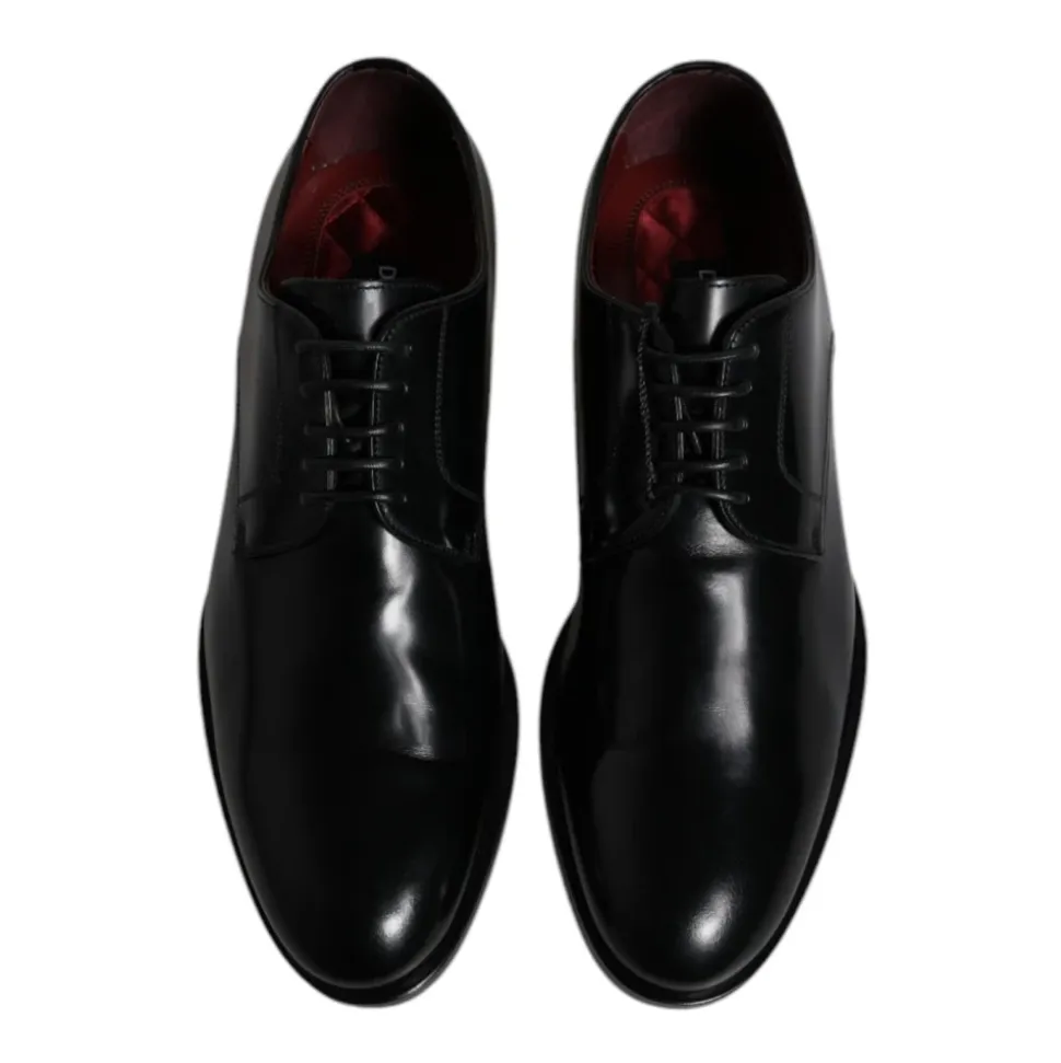Zapatos Derby de Cuero Negro con Cordones