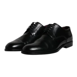 Zapatos Derby de Cuero Negro con Cordones