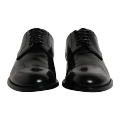 Zapatos Derby de Cuero Negro con Cordones