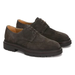 Zapatos derby marrones con decoración de rosetón