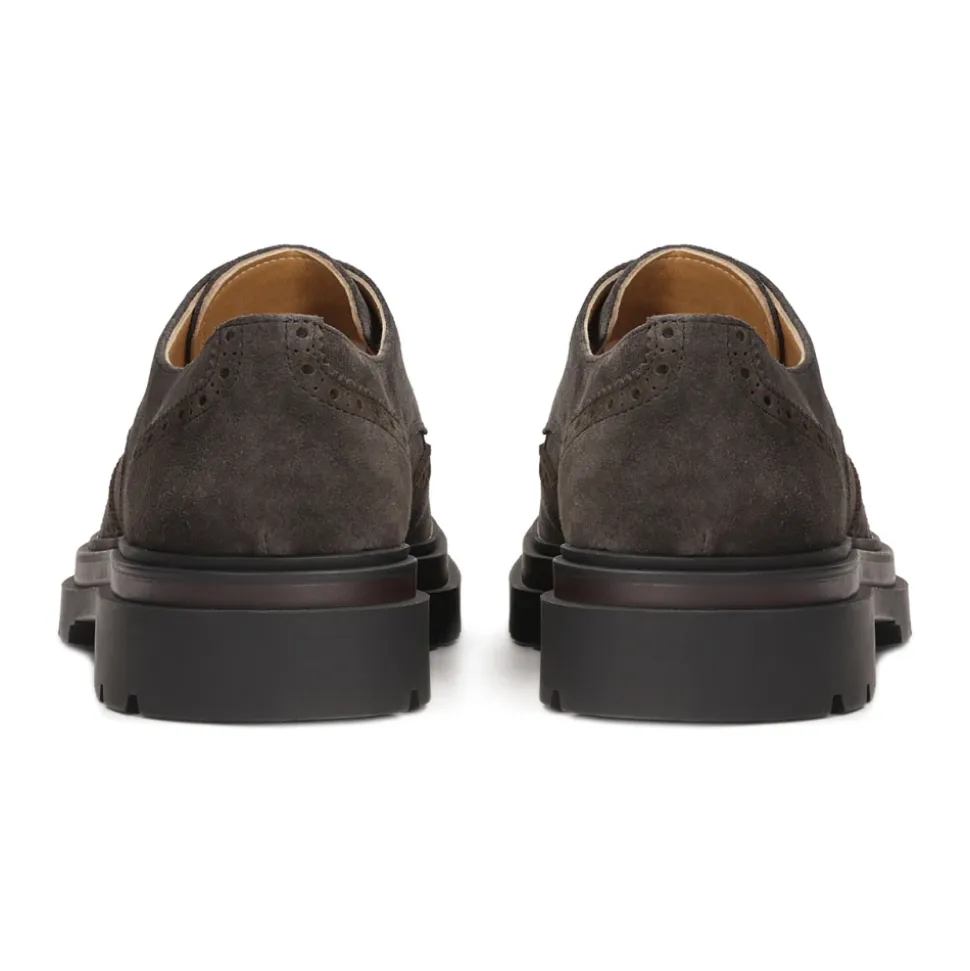 Zapatos derby marrones con decoración de rosetón