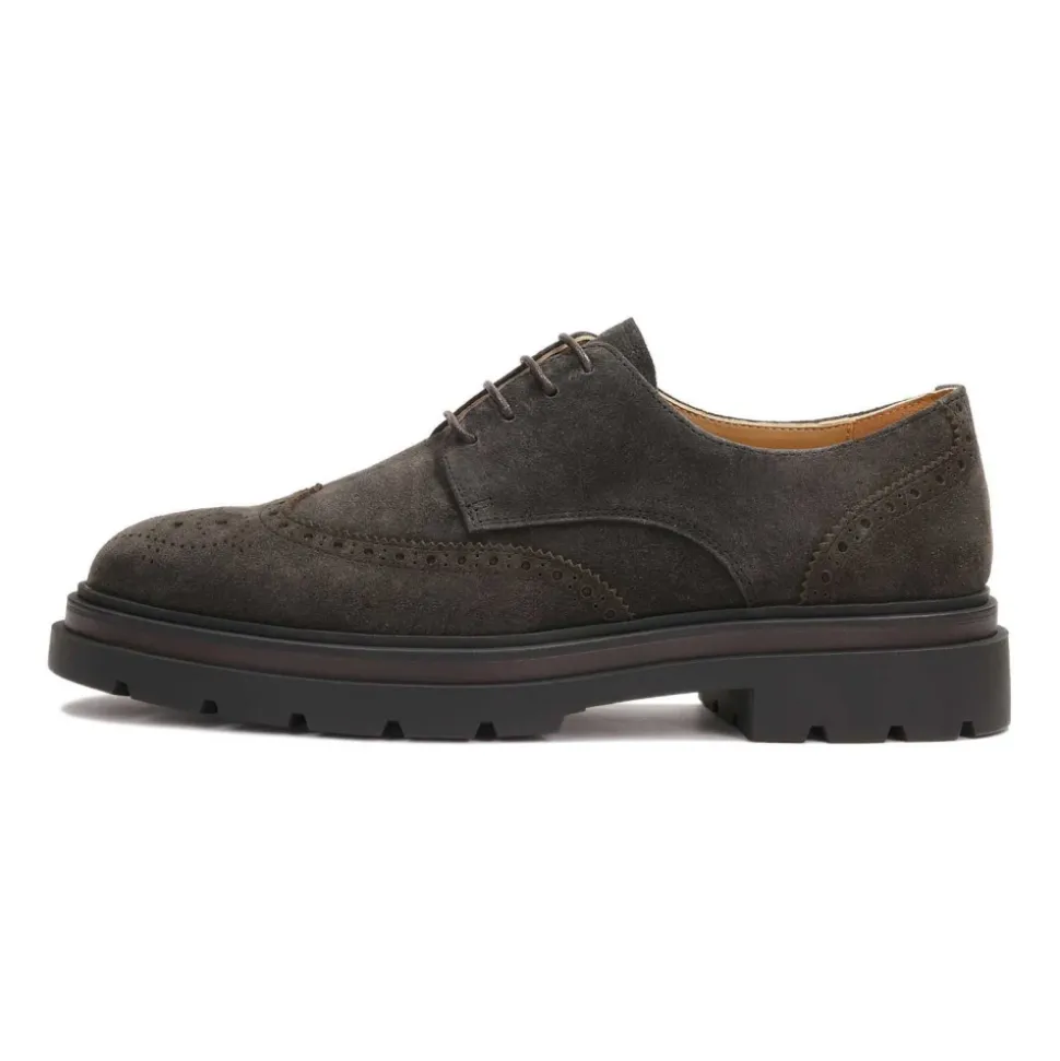 Zapatos derby marrones con decoración de rosetón