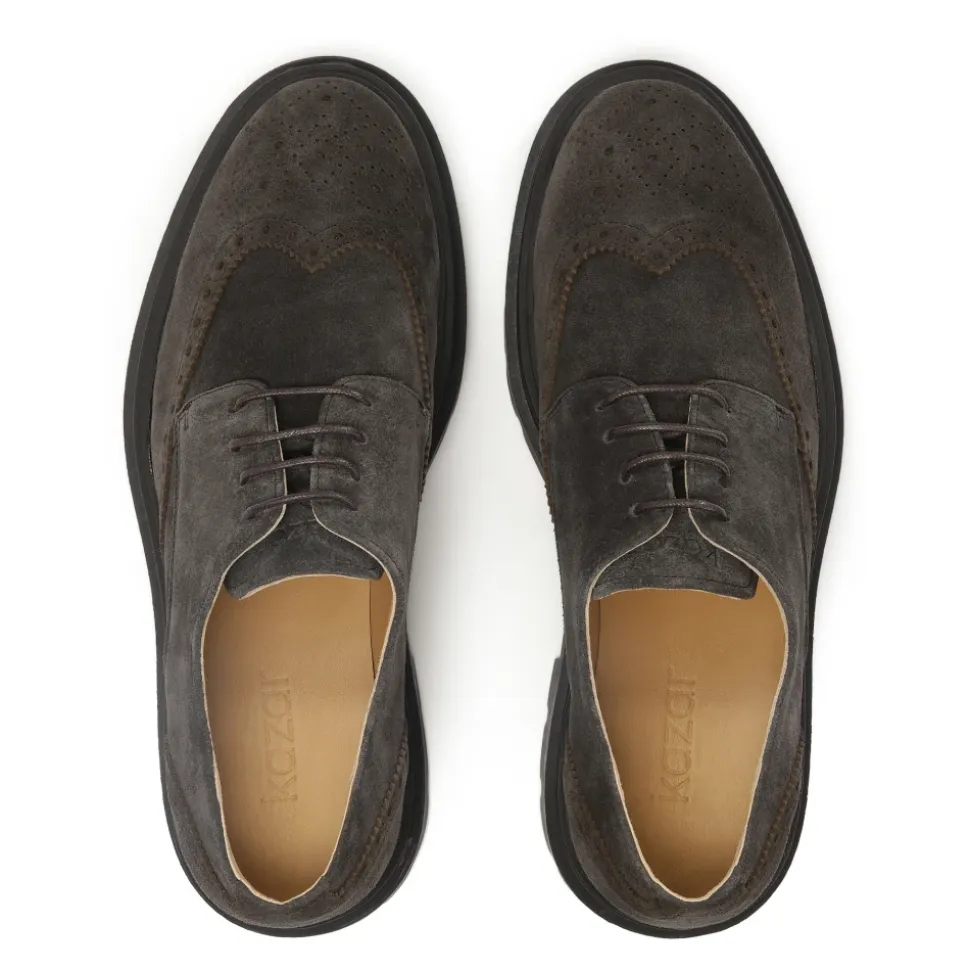 Zapatos derby marrones con decoración de rosetón