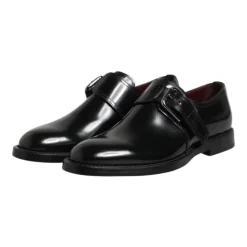 Zapatos Derby Monk Strap de Cuero Negro
