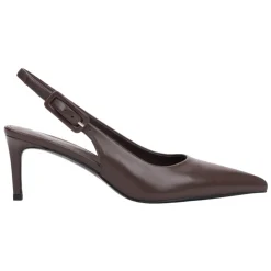 Zapatos de Salón Destalonados de Cuero con Tacón de Aguja