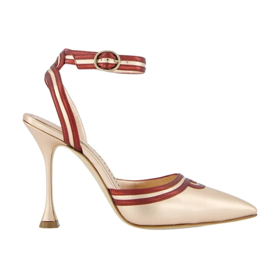 Zapatos de Tacón de Piel Metalizada de Lujo