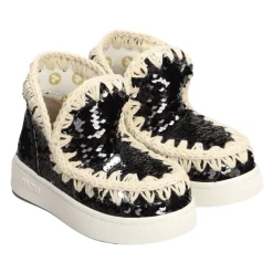 Zapatos Negros de Niños con Lentejuelas Hechos a Mano