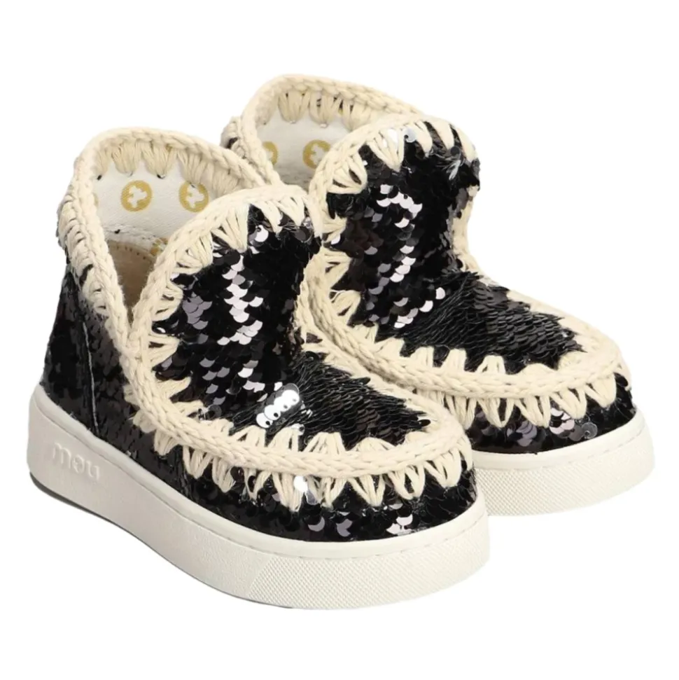 Zapatos Negros de Niños con Lentejuelas Hechos a Mano