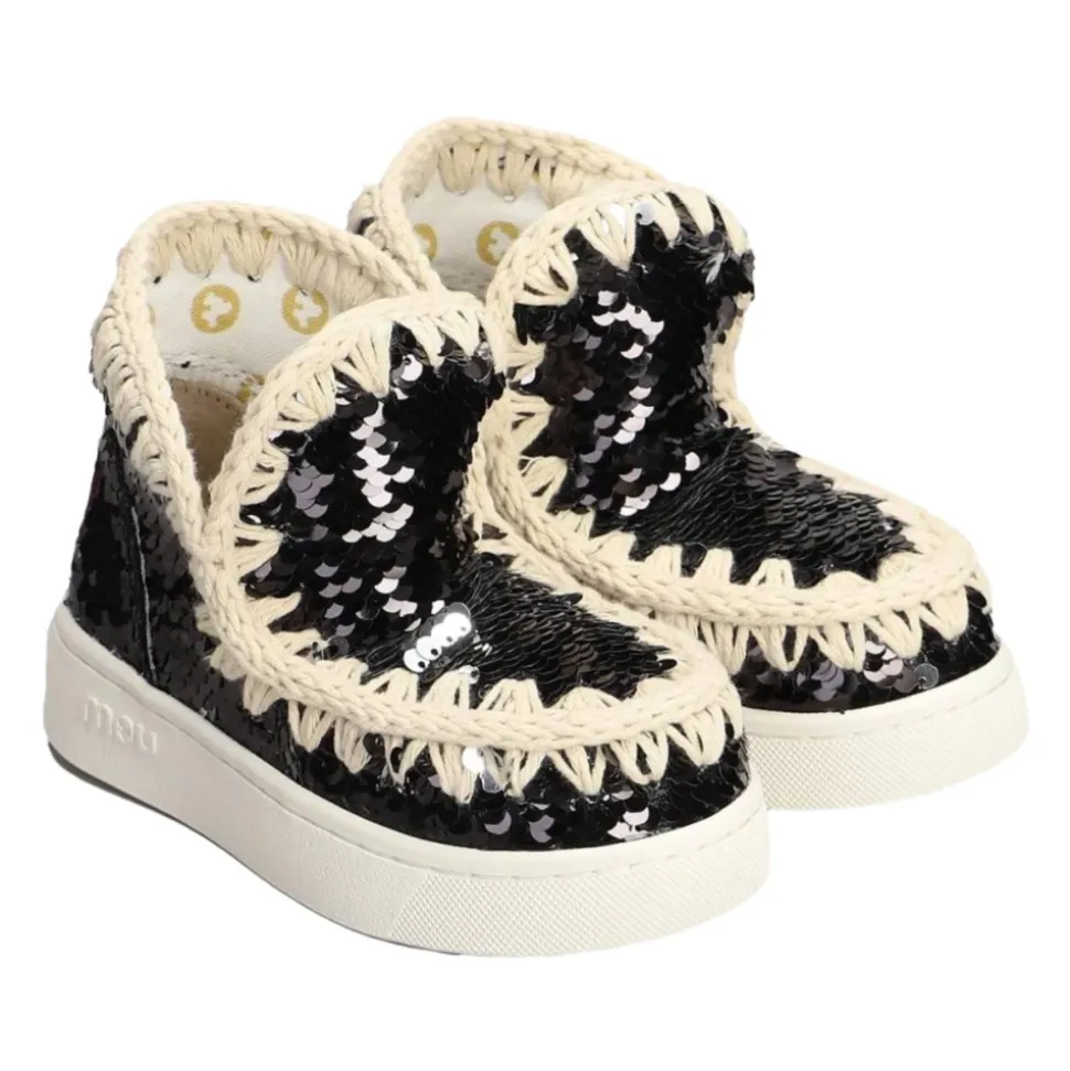 Zapatos Negros de Niños con Lentejuelas Hechos a Mano