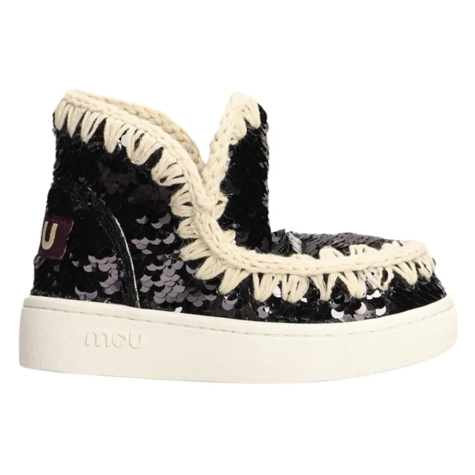 Zapatos Negros de Niños con Lentejuelas Hechos a Mano