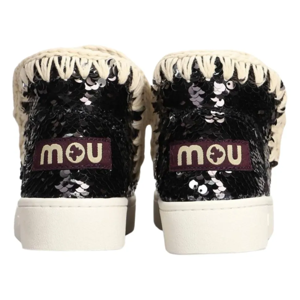 Zapatos Negros de Niños con Lentejuelas Hechos a Mano