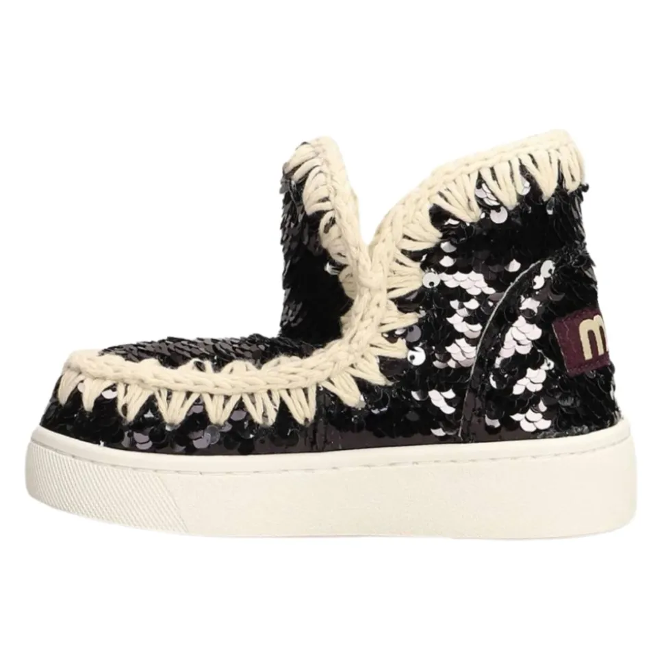 Zapatos Negros de Niños con Lentejuelas Hechos a Mano