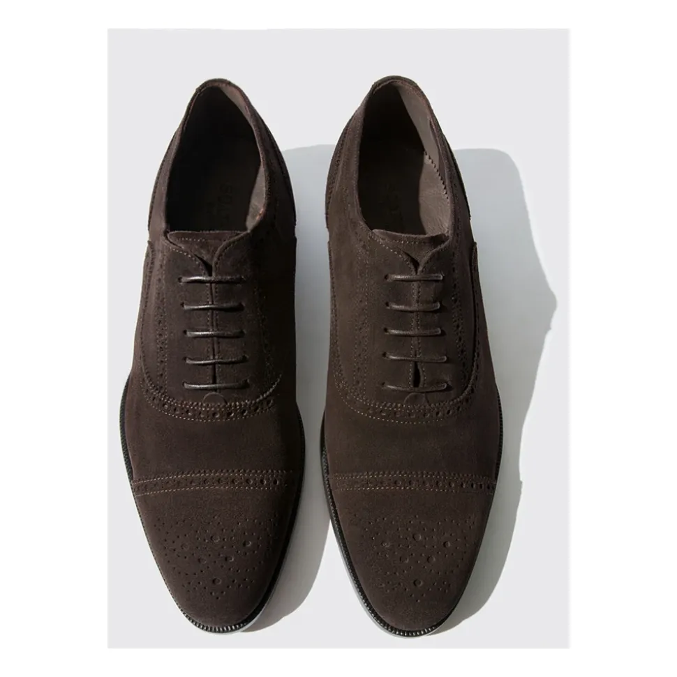 Zapatos Oxford Artesanales de Ante Marrón Oscuro